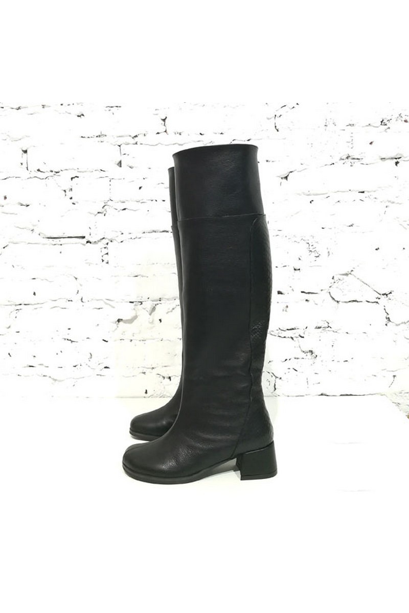 Buy Heel tall women`s leather black designer stylish comfortable boots